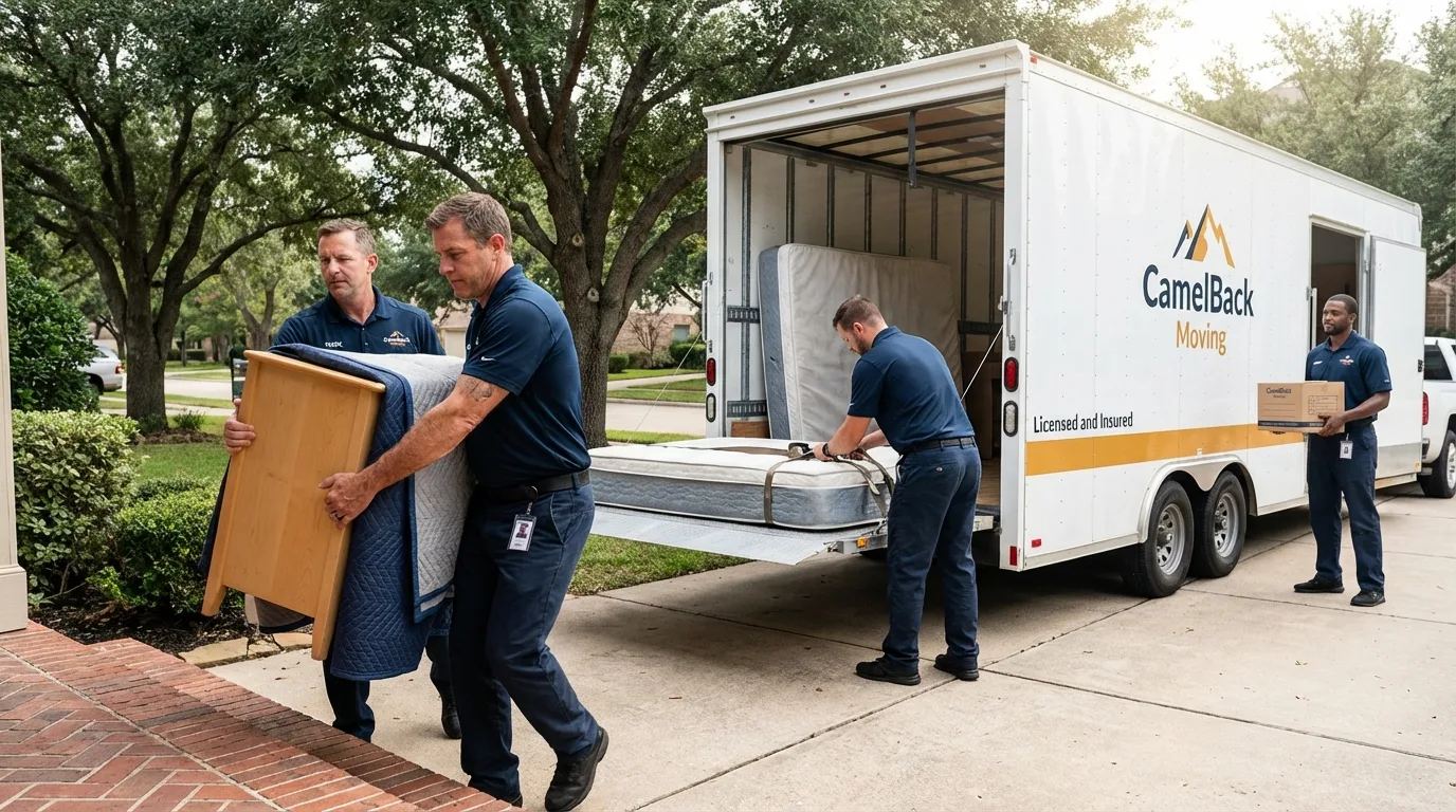 Crew loading residential truck for cross-state move from Carson, WA